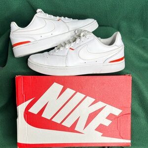 Nike White Sneakers with Red Highlights